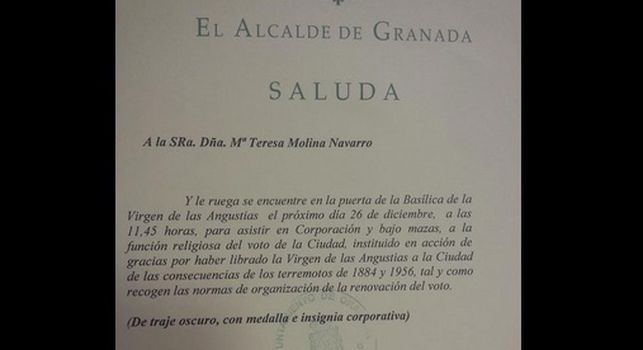 saluda a Maite Molina voto virgen angustias