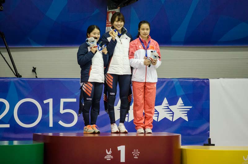 Universiada-Granada-2015-02-11-Patinaje-Velocidad-Femenino-Podio