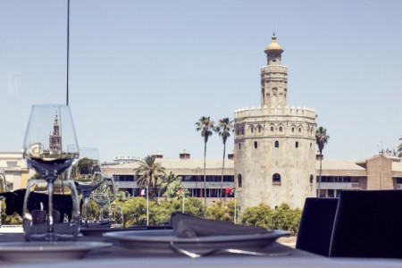 Vista de la torre del Oro de Sevilla 