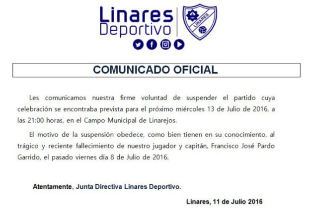 Comunicado cancelacion Linares