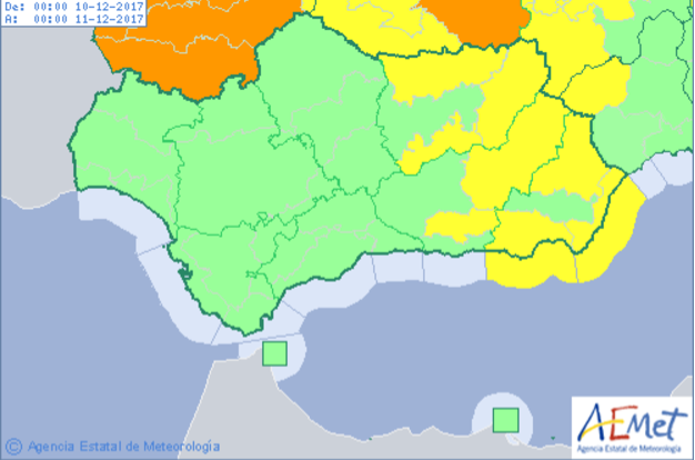 aviso amarillo aemet 10 diciembre 2017