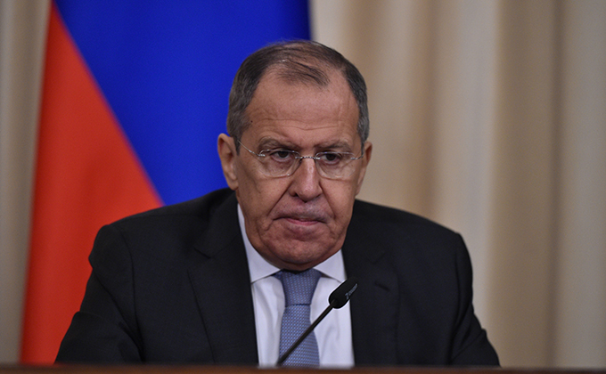 January 30, 2019 - Moscow, Russia: Russian Foreign Minister Sergei Lavrov during a press conference following Russian-Iraqi negotiations at the Reception House of the Russian Ministry of Foreign Affairs. (Peter Kassin/Kommersant/Polaris)