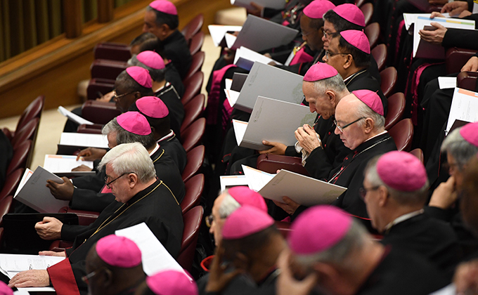 February 22, 2019 - Vatican: Bishops attend the opening of the second day of a Vatican's conference on dealing with sex abuse by priests, at the Vatican. (CPP/Polaris)