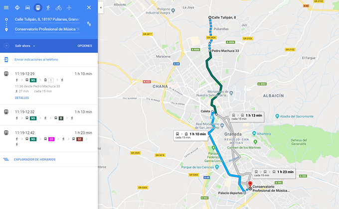 itinerario google metro