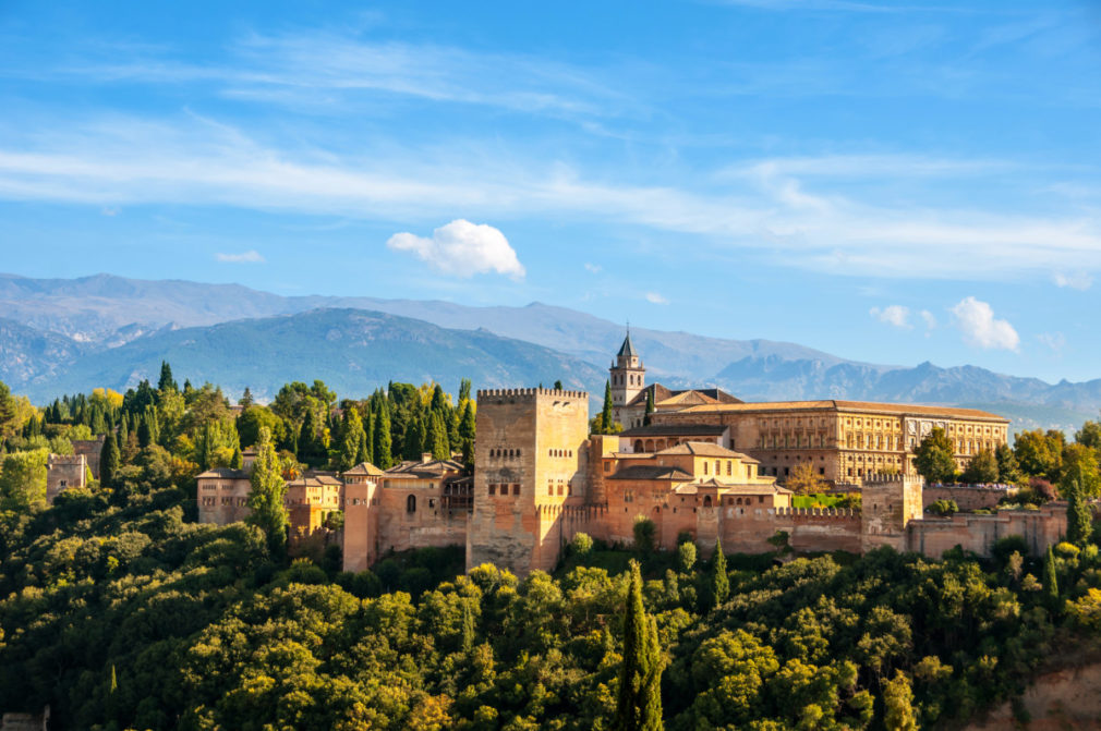 Granada, Spain. Aerial view of Alhambra Palace