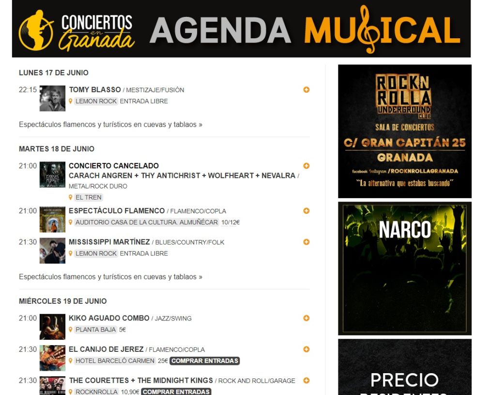 agenda musical 17 junio