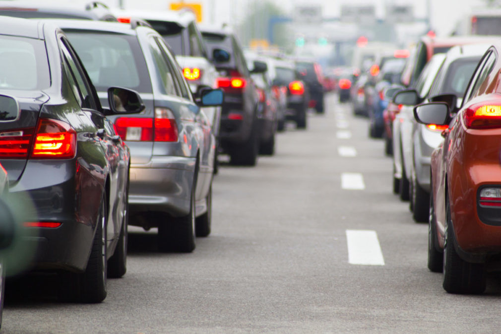 Cars on road highway in traffic jam