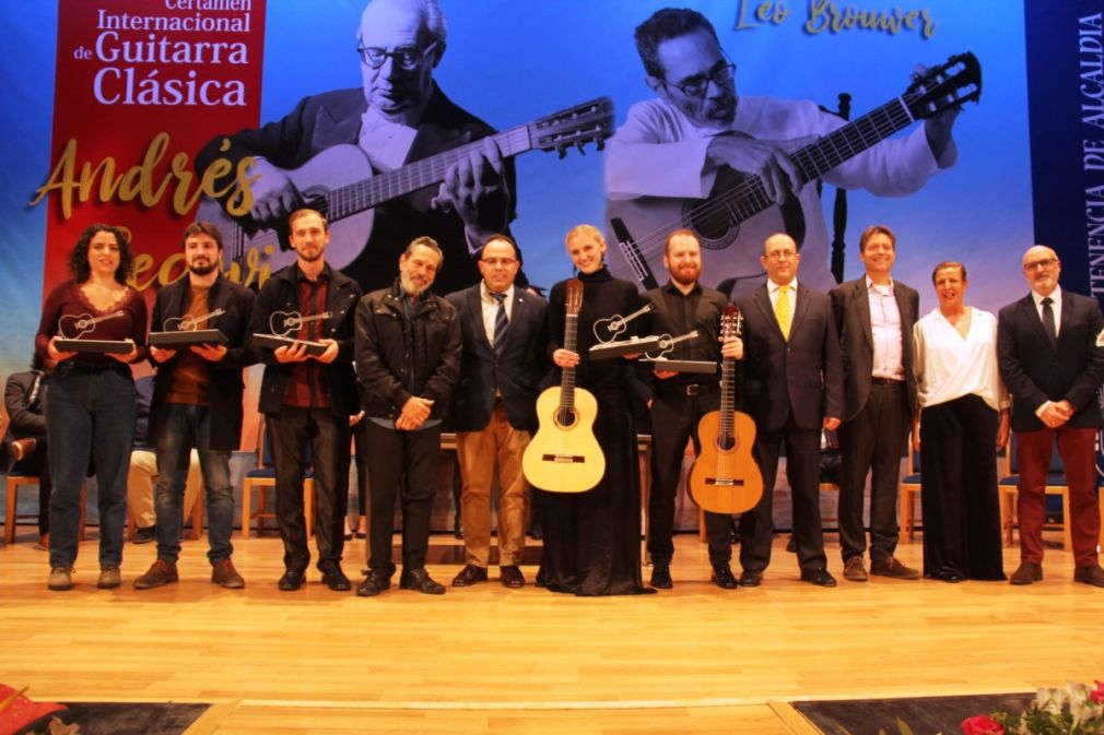 GUITARRISTAS GALARDONADOS HOMENAJEADO Y AUTORIDADES XXXIV CERTAMEN GUITARRA ANDRES SEGOVIA 2019