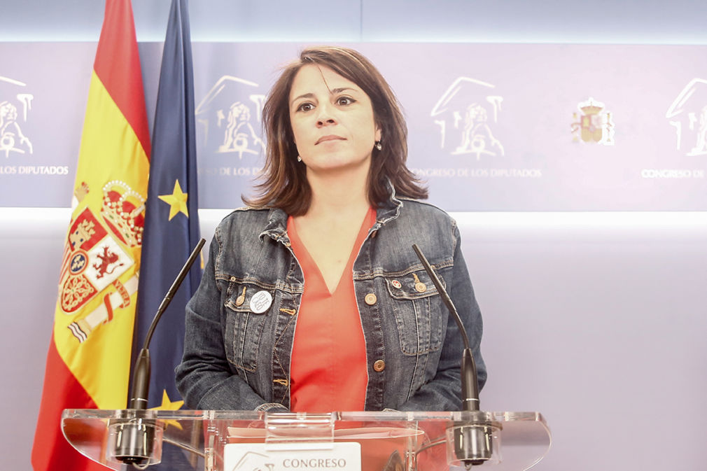 Rueda de prensa de la vicesecretaria general del PSOE y portavoz en el Congreso de los Diputados, Adriana Lastra, tras la reunión del presidente del Gobierno en funciones, Pedro Sánchez, y el líder de Podemos, Pablo Iglesias, en la Cámara Baja