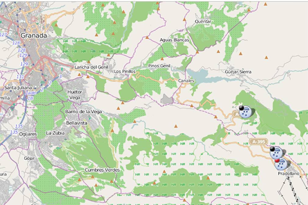 mapa carretera cortada por nieve granada 181119