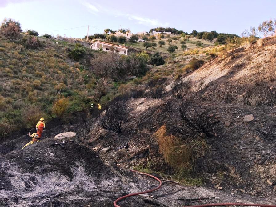 BOMBEROS Y AGENTES DEL INFOCA SOBRE EL INCENDIO EN MOLVIZAR 20