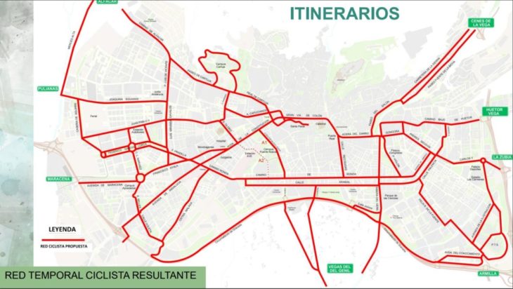 Así queda la red ciclista temporal