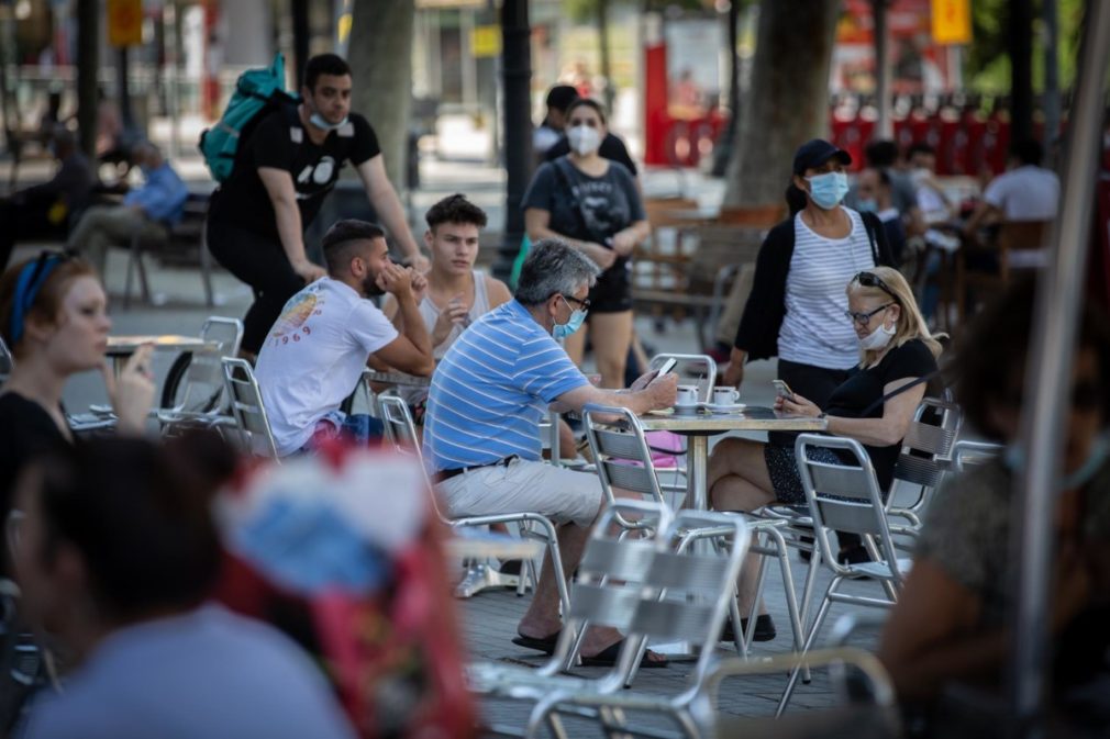 Terraza de un bar de Barcelona durante la Zona 1