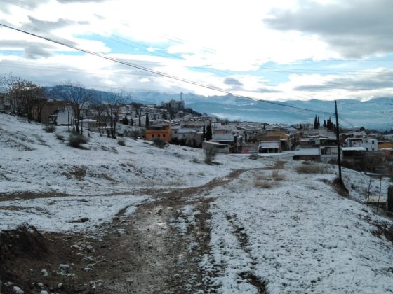 nieve por encima del Campus de Cartuja Foto Ana Belen Gomez