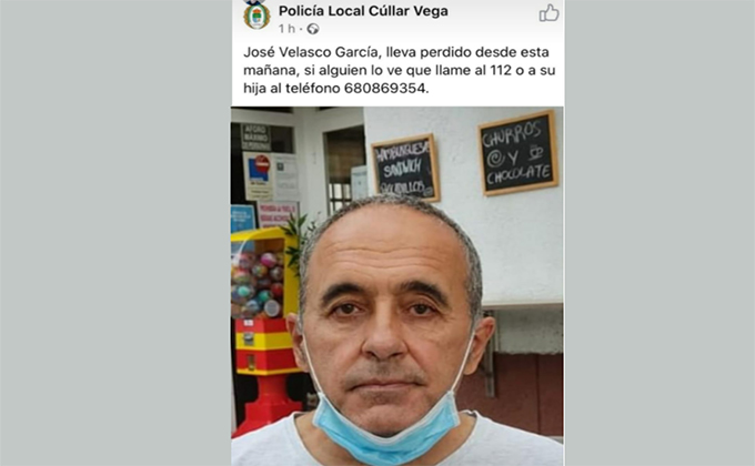 jose velasco desaparecido cullar vega - Foto Policia Local Cullar Vega