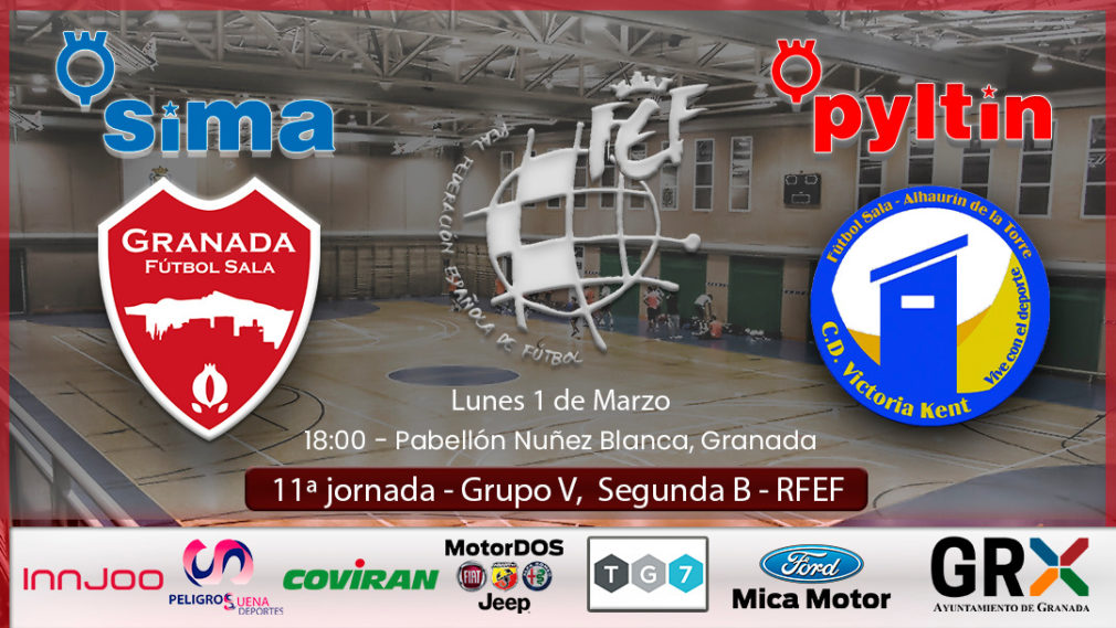 11ª jornada, SIMA Granada - Victoria Kent, lunes 1 de marzo, 18.00 horas, Pabellón del Complejo Deportivo Núñez Blanca, Zaidín, Granada