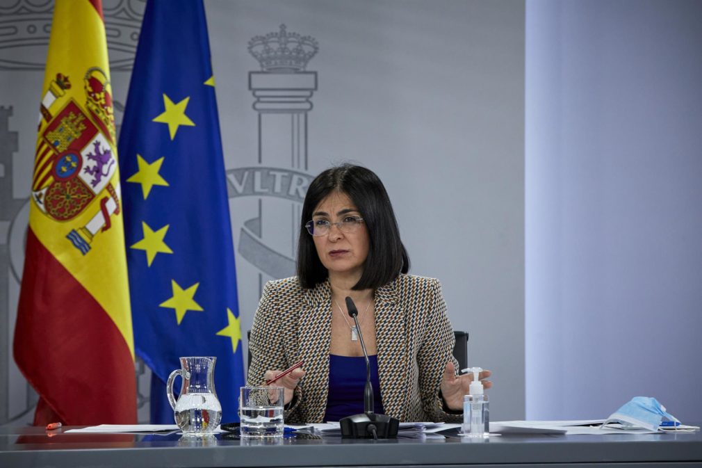 La ministra de Sanidad, Carolina Darias durante una rueda de prensa, tras la reunión del Consejo Interterritorial del Sistema Nacional de Salud, en Madrid (España), a 10 de febrero de 2021. - EUROPA PRESS/J. Hellín. POOL - Europa Press