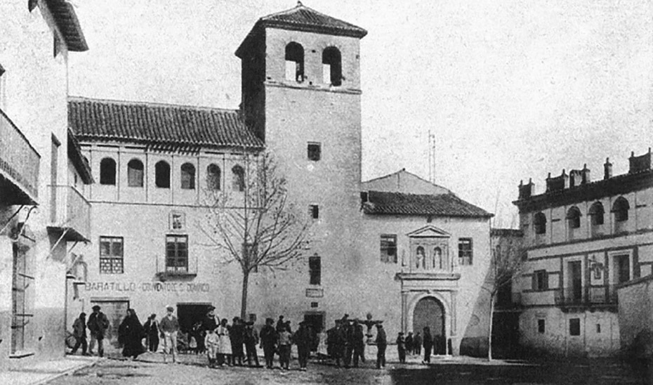 Grabado de la fachada original del convento de Santo Domingo, en Baza