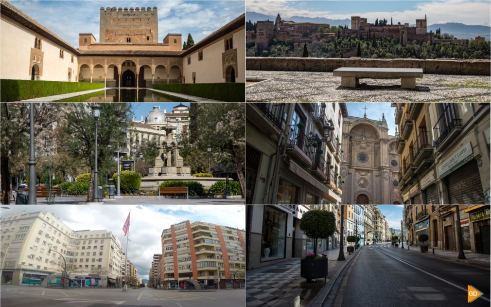 Collage Granada vacía Alhambra vacía