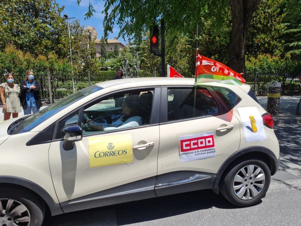 ccoo correos rodada caravana coches movilización