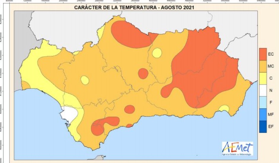 Caracter temperaturas andalucia aemet