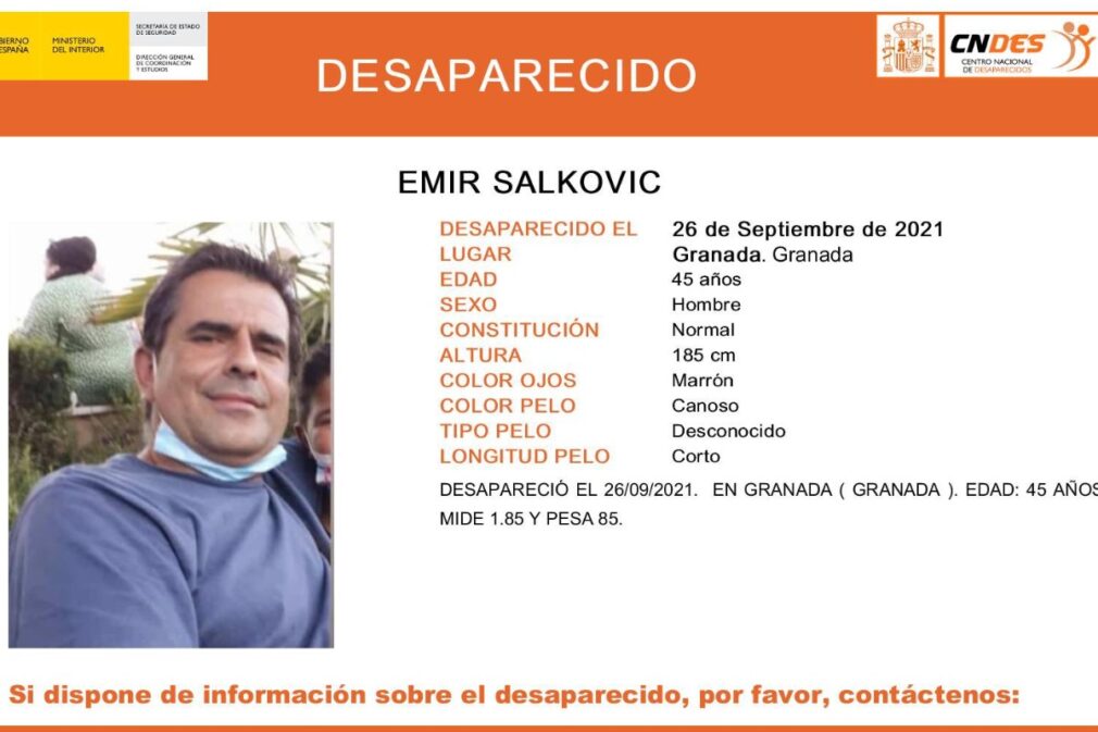 Hombre desaparecido Llano de la Perdiz Emir Salkovic Granada