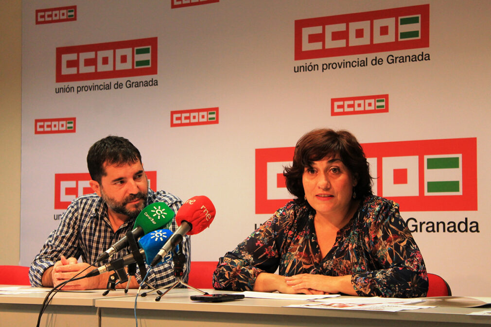 CCOO Granada Daniel Mesa y responsable de Mujer, Clara Castarnado