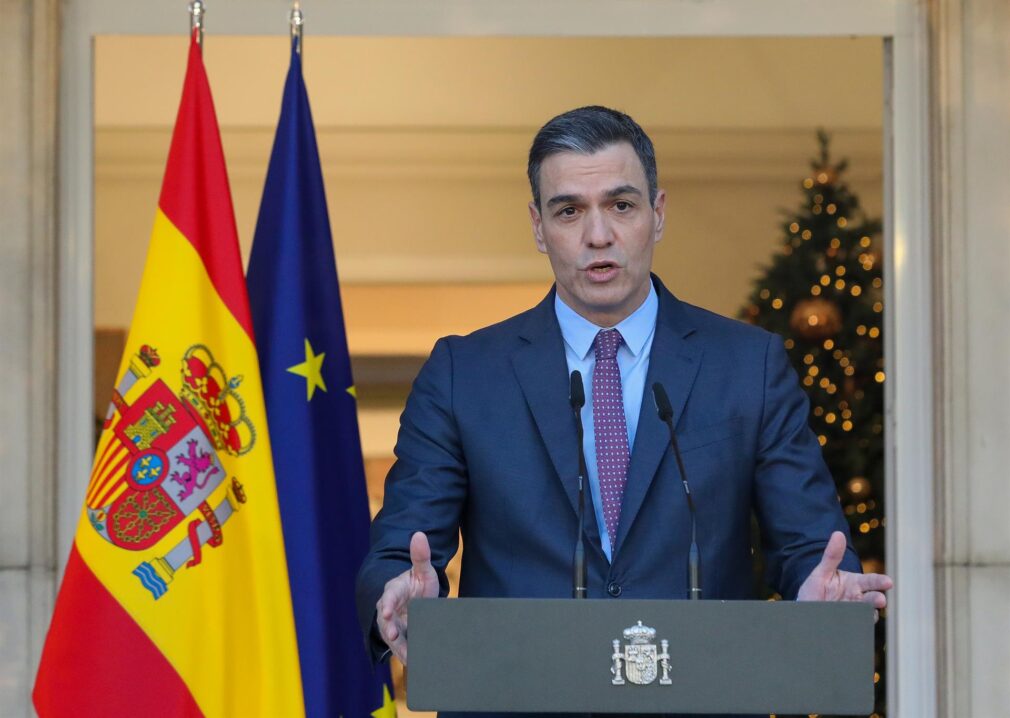 Pedro Sánchez durante una declaración institucional, en el Palacio de la Moncloa- EUROPA PRESS-M.FERNÁNDEZ. POOL