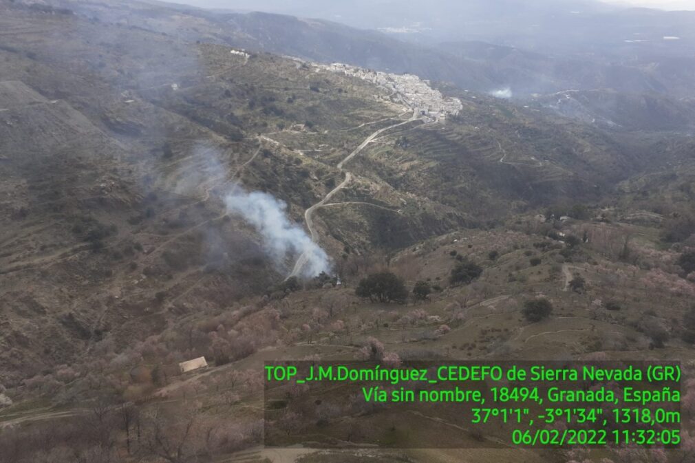 Incendio forestal paraje río Laroles, Nevada, Alpujarra granadina Granada