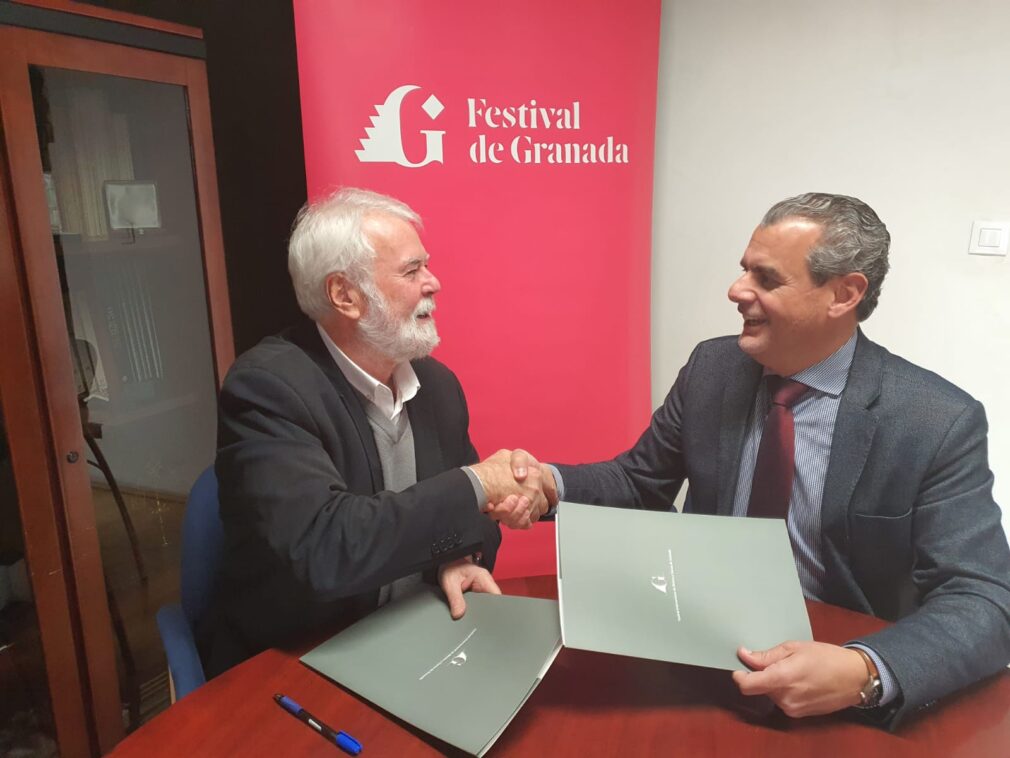 Antonio Moral Rubio, Director del Festival, y Francisco de Asís Muñoz Collado, presidente de la Asociación de Amigos del Festival