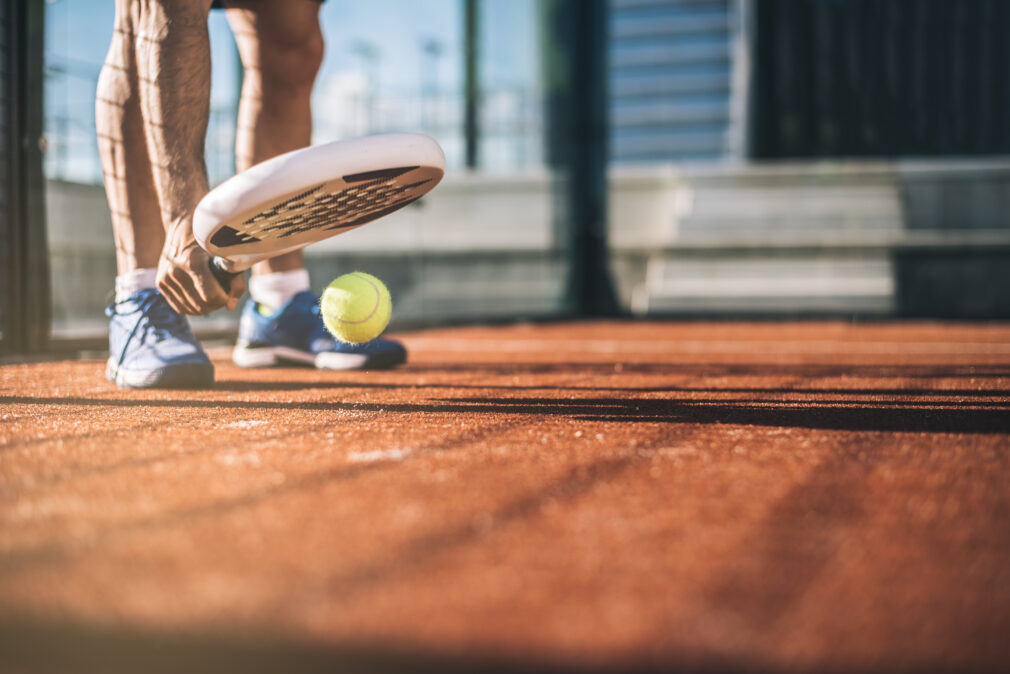 Sportsman playing padel game