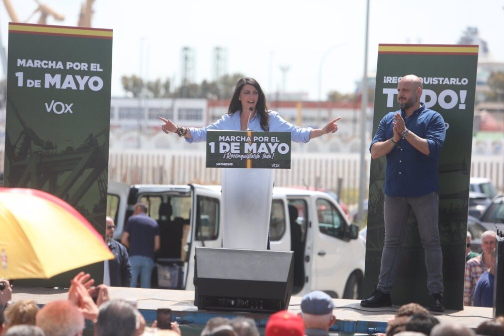 Macarena Olona en Cádiz en su primera aparición tras ser nombrada candidata de Vox a la Junta.