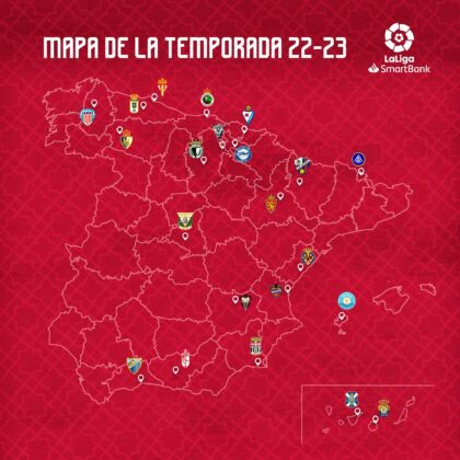 Mapa de los clubes de Segunda en la próxima temporada | Foto: Granada CF