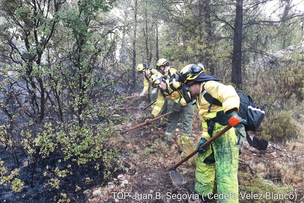 bomberos forestales en el incendio en huescar