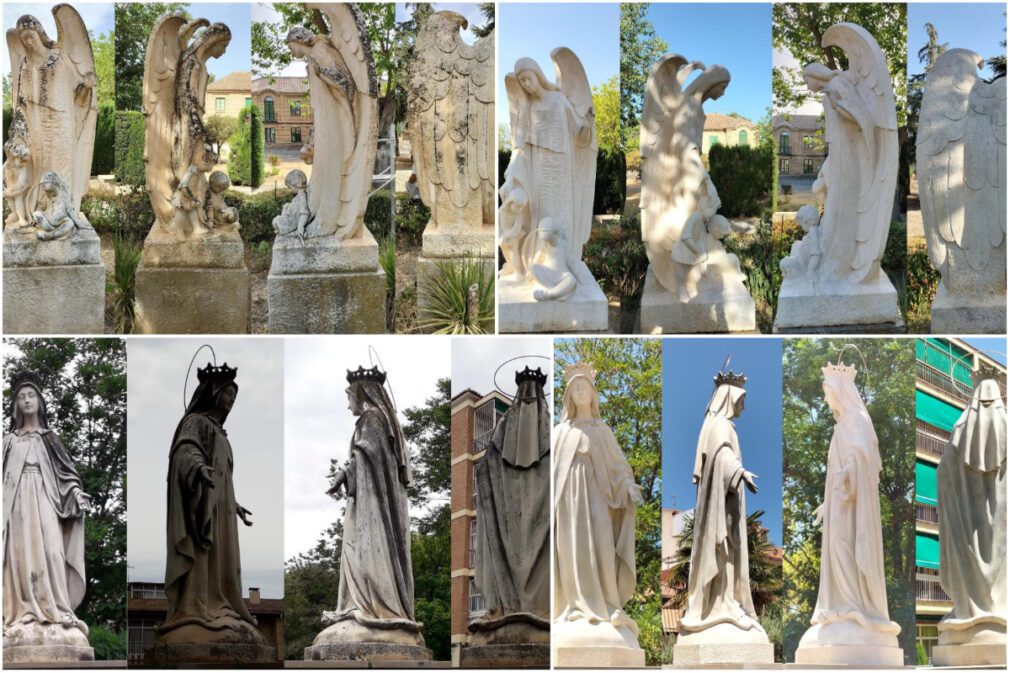 Ángel y Virgen de centros socioculturales de Armilla antes y después