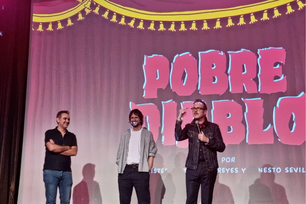 Joaquín Reyes, Miguel Esteban y Manuel Sicilia, durante el estreno de Pobre diablo