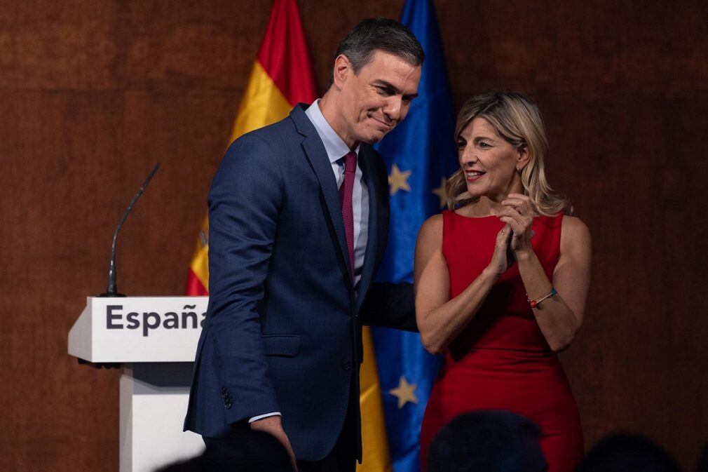 El presidente del Gobierno en funciones, Pedro Sánchez y la líder de Sumar,, Yolanda Díaz - Foto Eduardo Parra