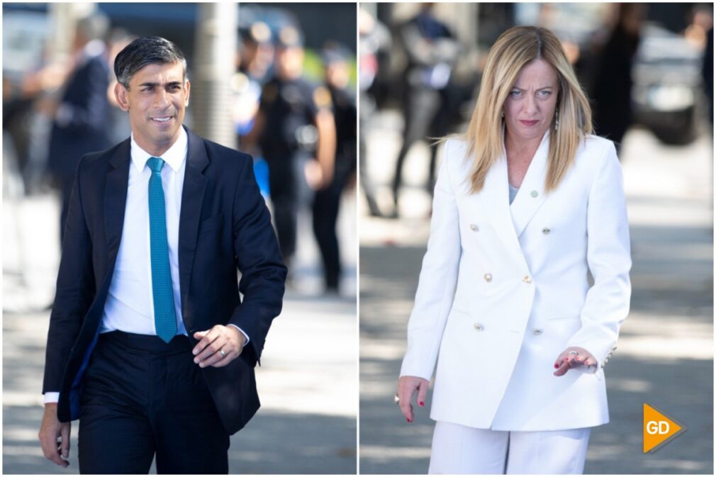 Rishi Sunak y Giorgia Meloni a su llegada al Palacio de Congresos de Granada para la Cumbre Europea Fotos Antonio L. Juárez