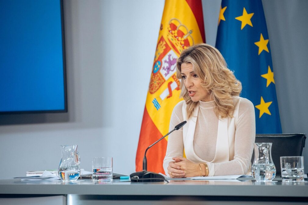 La vicepresidenta segunda y ministra de Trabajo, Yolanda Díaz, en la rueda de prensa posterior al Consejo de Ministros - Gabriel Luengas - Europa Press
