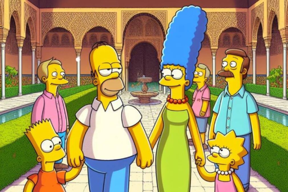 El blog de viajes 'Andalucía Vibes' ha recreado con ayuda de la inteligencia artificial cómo sería la visita de Los Simpson a Granada