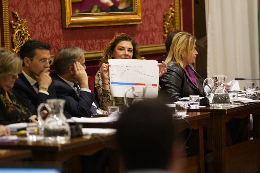 RUZ EN EL PLENO MUESTRA UNA IMAGEN CON LA REDUCCIÓN DE DEUDA DURANTE MANDATOS DEL PSOE