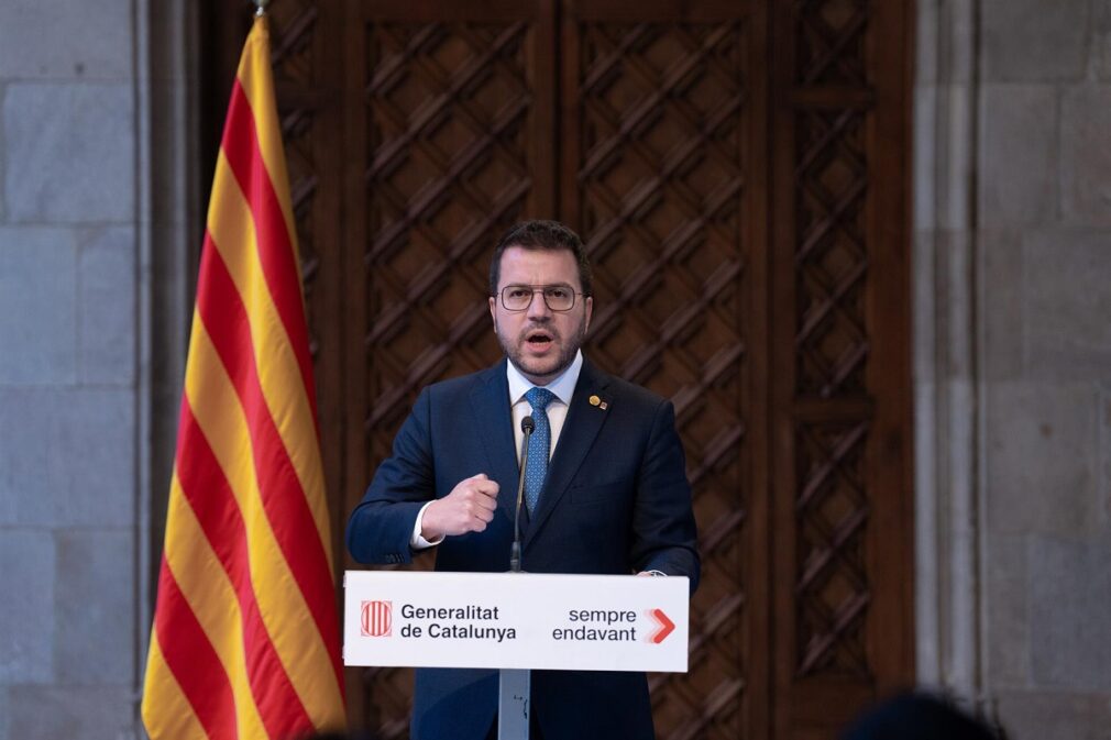 El presidente de la Generalitat, Pere Aragonès, convoca elecciones anticipadas en Catalunya para el 12 de mayo de 2024 - DAVID ZORRAKINO-EUROPA PRESS