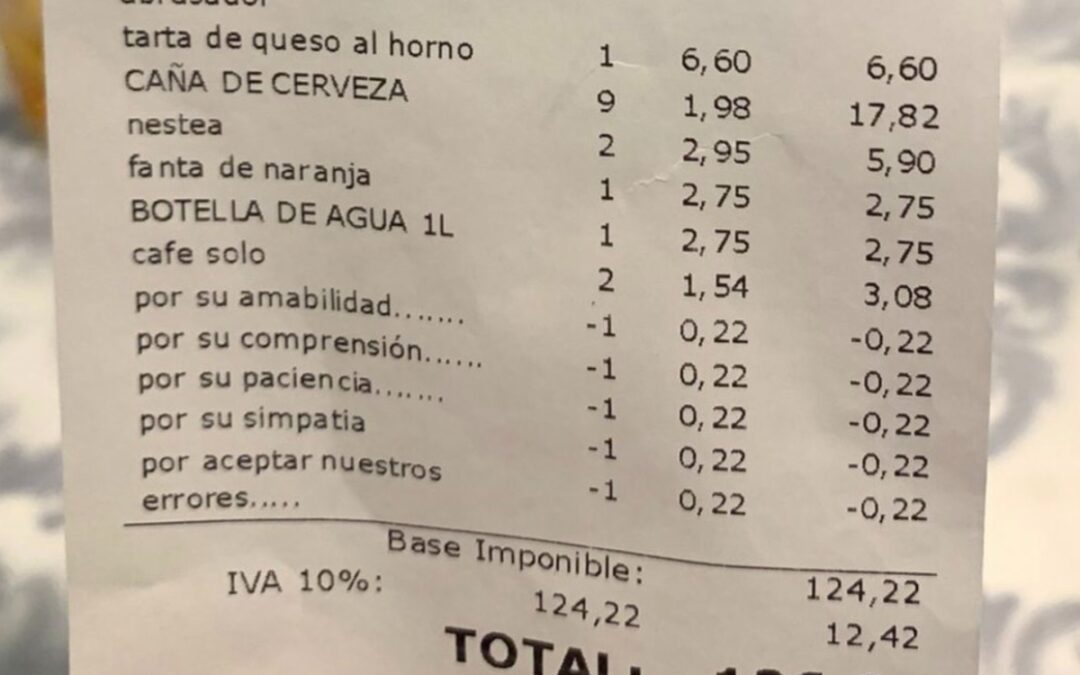 Sorpresa en las redes sociales: restaurante de Granada reduce la cuenta por el trato del cliente
