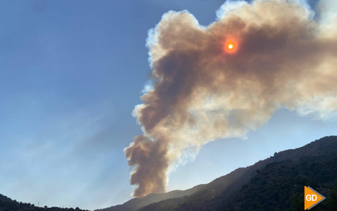Más de una decena de medios aéreos y 110 bomberos siguen luchando contra el incendio de Almuñécar